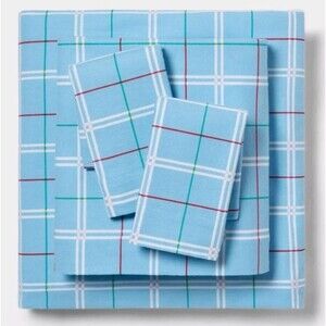 Wondershop Flannel Sheet Set Full Blue Plaid New
